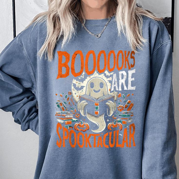 Library Halloween Book Lover Ghost With Books Comfort Colors Sweatshirt