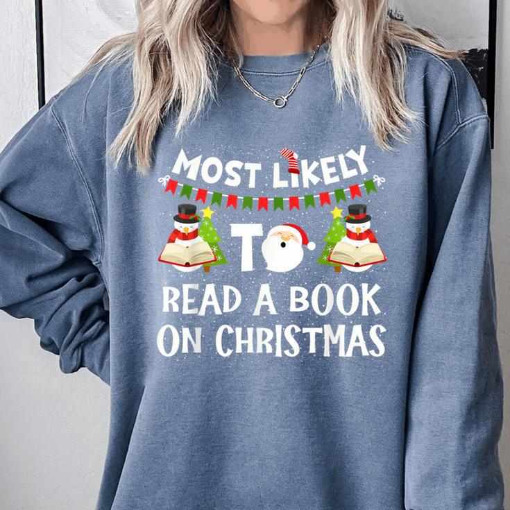 Most Likely To Read A Book On Christmas Snowman Family Comfort Colors Sweatshirt Most Likely To Read A Book On Christmas Snowman Family Comfort Colors Sweatshirt