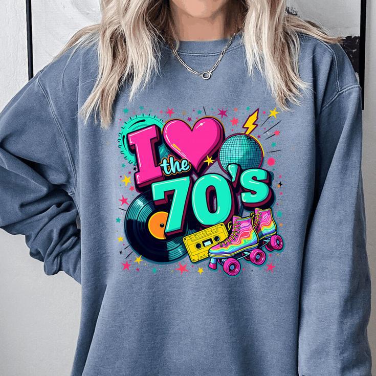 I Love The 70s Retro Cassette Roller Vinyl Disco Nostalgia Premium Tri-Blend Comfort Colors Sweatshirt