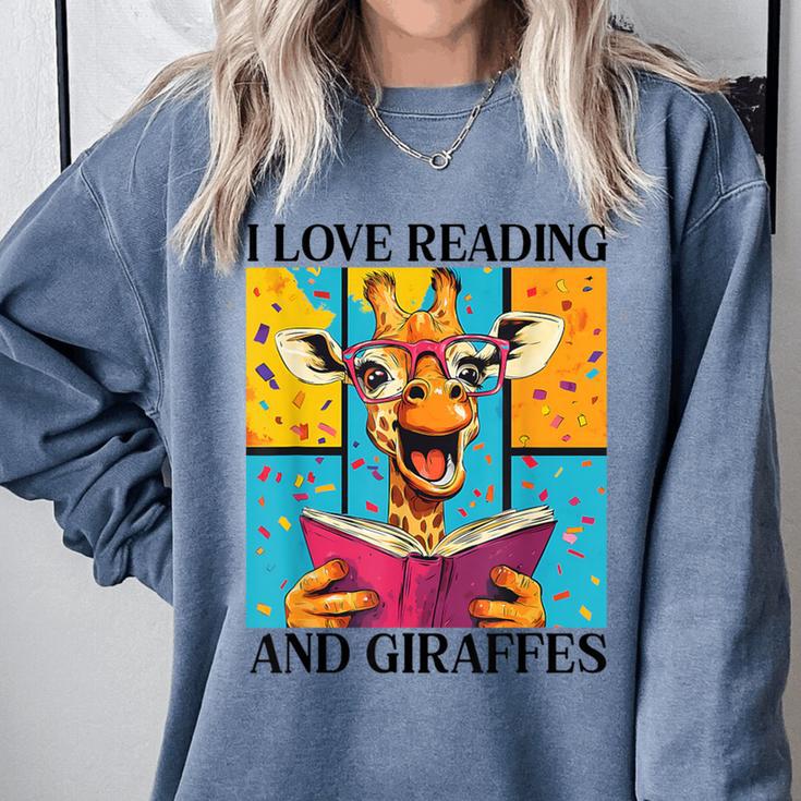 Love Reading And Giraffes Cute Giraffe Reading Book Lovers Comfort Colors Sweatshirt Love Reading And Giraffes Cute Giraffe Reading Book Lovers Comfort Colors Sweatshirt