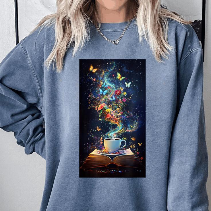 Magical Book Floral Coffee Books Nature Fantasy Comfort Colors Sweatshirt Magical Book Floral Coffee Books Nature Fantasy Comfort Colors Sweatshirt
