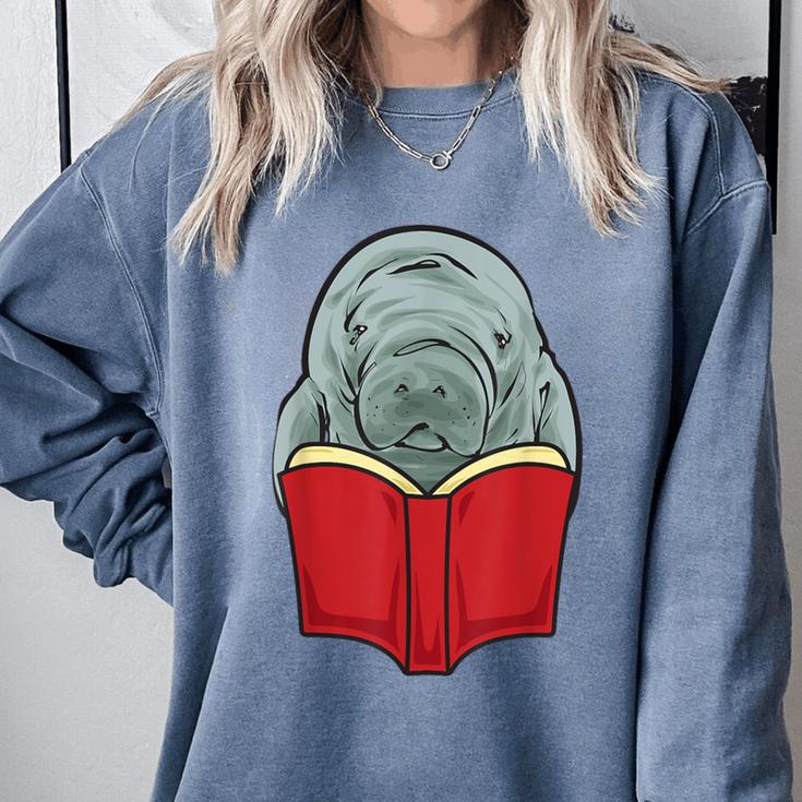 Manatee Reading Books Sea Animal Manatee Comfort Colors Sweatshirt Manatee Reading Books Sea Animal Manatee Comfort Colors Sweatshirt