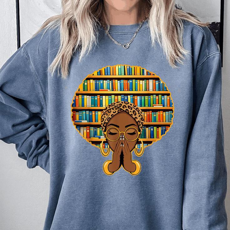 Melanin Afro Women Girl Book Librarian History African Comfort Colors Sweatshirt
