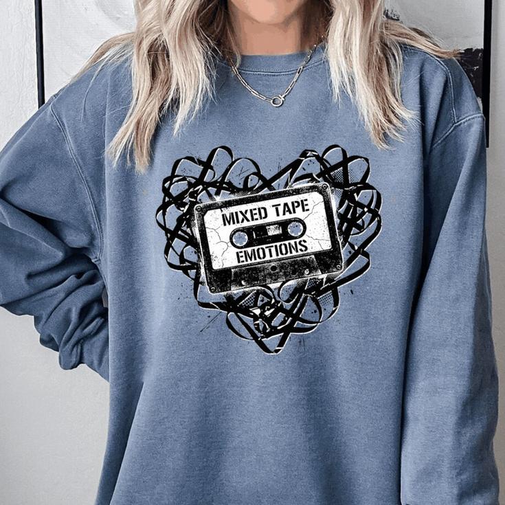 Mixed Tape Emotions Music Lover Nostalgia Quote Premium Tri-Blend Comfort Colors Sweatshirt