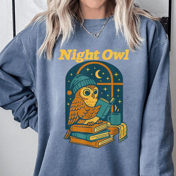 Night Owl Cozy Reading Tea Coffee Lover Bookworm Cute Comfort Colors Sweatshirt