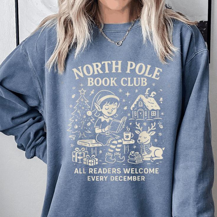 North Pole Book Club Christmas Elf Bookish Retro Graphic Comfort Colors Sweatshirt North Pole Book Club Christmas Elf Bookish Retro Graphic Comfort Colors Sweatshirt