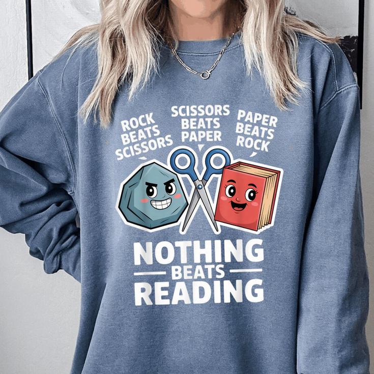Nothing Beats Reading Rock Paper Scissors Book Lover Comfort Colors Sweatshirt