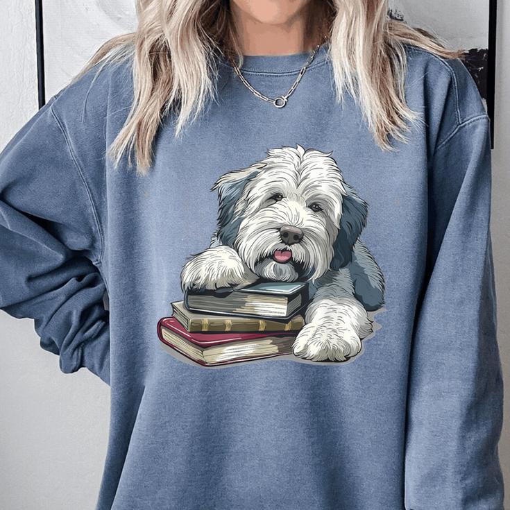 Old English Sheepdog Books Reading Dog Breed Graphic Comfort Colors Sweatshirt Old English Sheepdog Books Reading Dog Breed Graphic Comfort Colors Sweatshirt