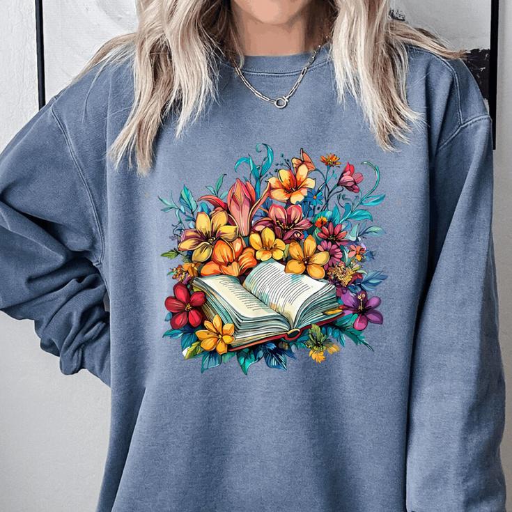 Open Book With Colorful Floral Reading Magic Comfort Colors Sweatshirt