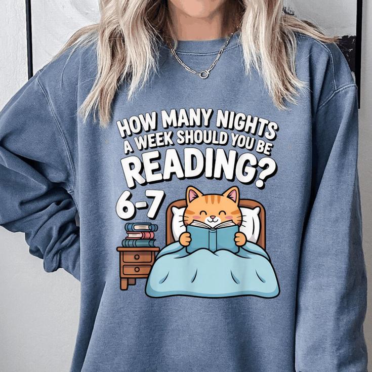 Orange Cat Reading Book 67 Six Seven Meme Comfort Colors Sweatshirt