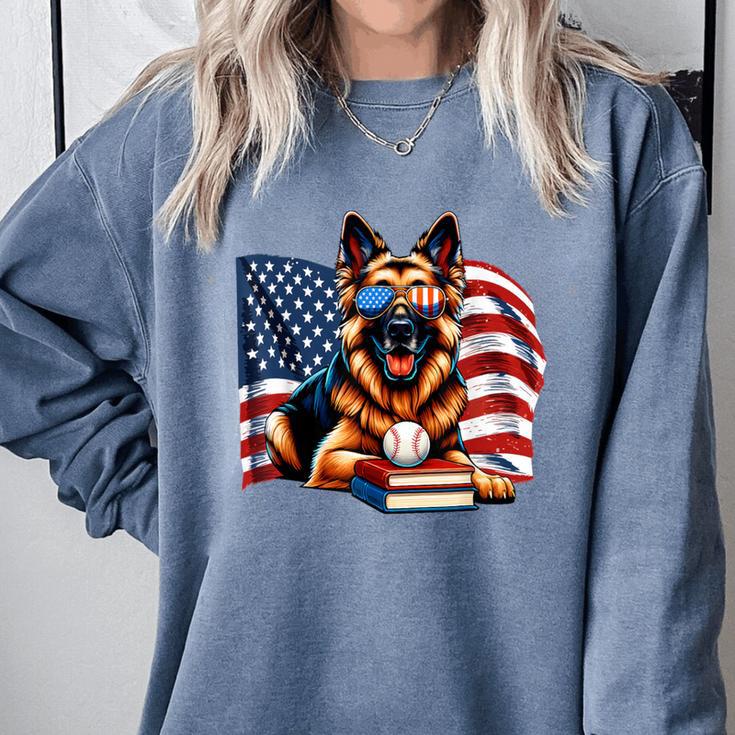 Patriotic German Shepherd Dog Books Baseball American Flag Comfort Colors Sweatshirt Patriotic German Shepherd Dog Books Baseball American Flag Comfort Colors Sweatshirt