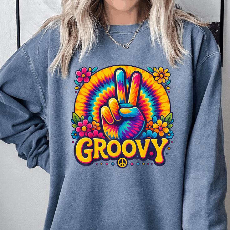 Peace Sign Groovy Vibes Costume Nostalgia Tie Dye Fashion Comfort Colors Sweatshirt Peace Sign Groovy Vibes Costume Nostalgia Tie Dye Fashion Comfort Colors Sweatshirt