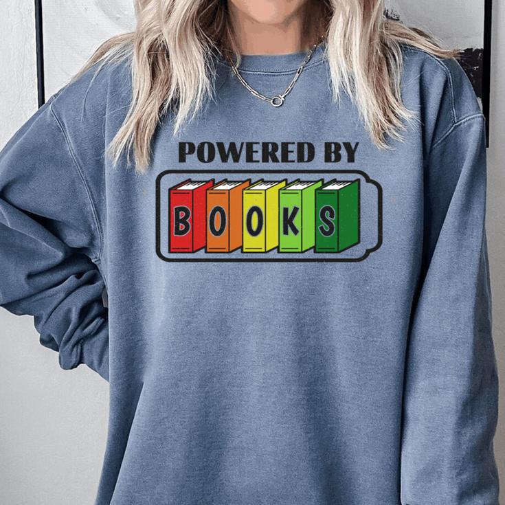 Powered By Books Bookworm Librarian Reading Comfort Colors Sweatshirt