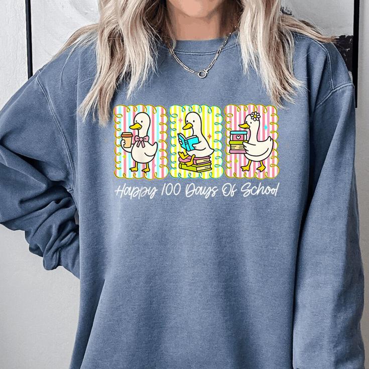 Preppy 100 Days Of School Goose Coffee Books Teacher Life Comfort Colors Sweatshirt Preppy 100 Days Of School Goose Coffee Books Teacher Life Comfort Colors Sweatshirt