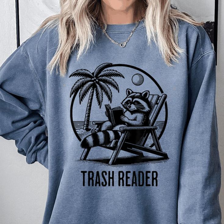 Raccoon Reading Books Summer Humor Trash Reader Comfort Colors Sweatshirt