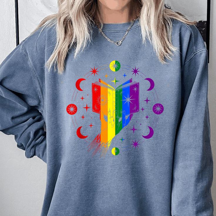 Rainbow Book With Stars And Moon Phases Gay Pride LGBT Comfort Colors Sweatshirt