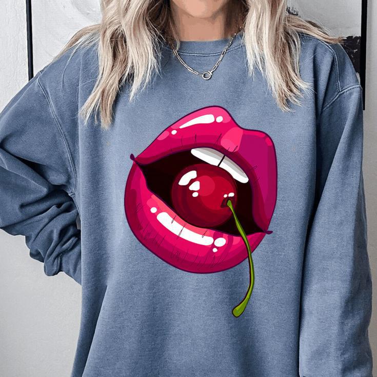 Rainbow Lips With a Cherry In The Mouth 80s Nostalgia Premium Tri-Blend Comfort Colors Sweatshirt Rainbow Lips With a Cherry In The Mouth 80s Nostalgia Premium Tri-Blend Comfort Colors Sweatshirt