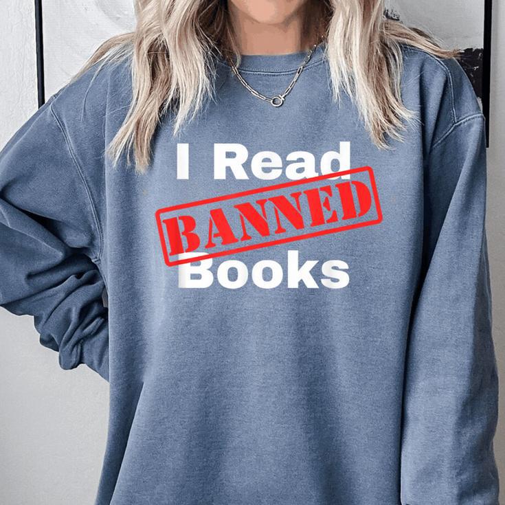 I Read Banned Books Censored Red Stamp Reading Librarian Comfort Colors Sweatshirt