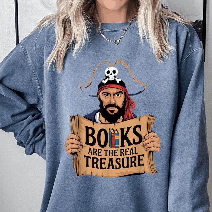 Read Book Reader Library Reading Librarian Pirate Bookworm Comfort Colors Sweatshirt