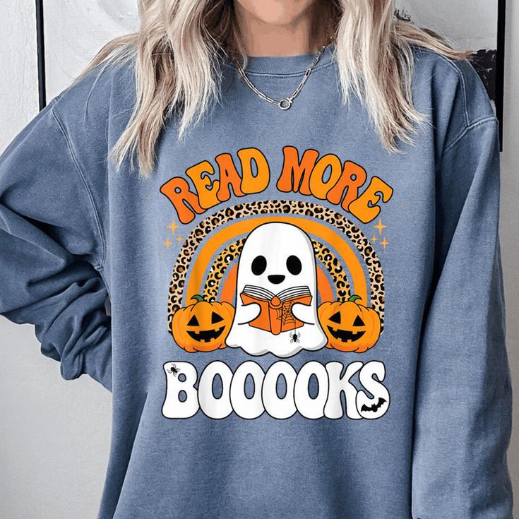 Read More Books Booooks Ghost Pumpkin Cute Teacher Halloween Comfort Colors Sweatshirt