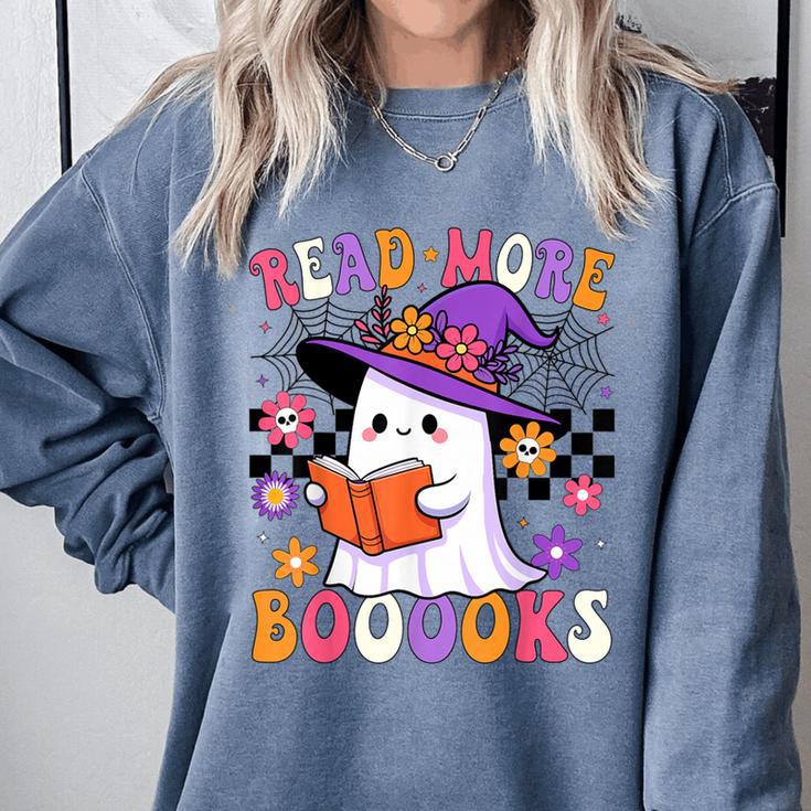 Read More Books Ghost Reading Book Teacher Halloween Comfort Colors Sweatshirt Read More Books Ghost Reading Book Teacher Halloween Comfort Colors Sweatshirt