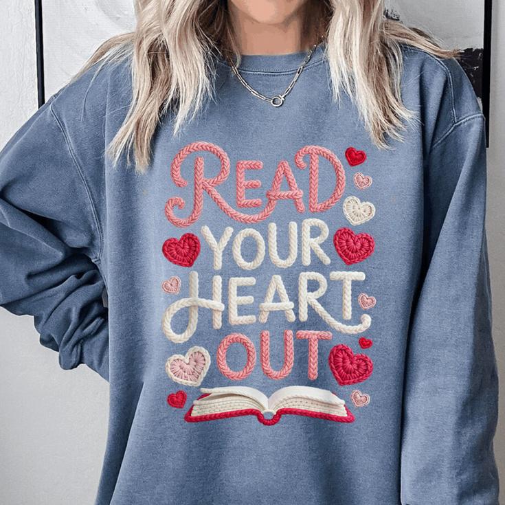 Read Your Cute Heart Out Teacher Librarian Love Reading Book Comfort Colors Sweatshirt