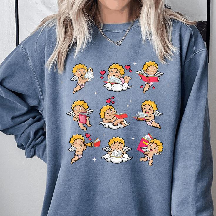 Reading Cupids Books Valentine's Day Teachers Book Lovers Comfort Colors Sweatshirt Reading Cupids Books Valentine's Day Teachers Book Lovers Comfort Colors Sweatshirt