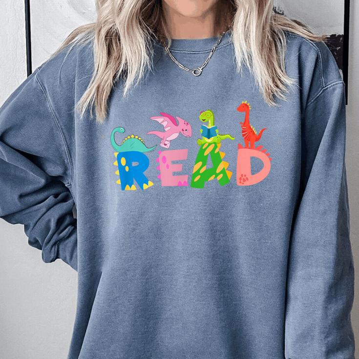 Reading DinosaurRex Dino Book Lover Comfort Colors Sweatshirt