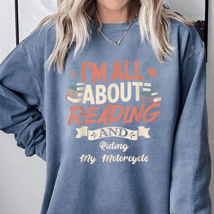Reading And Motorcycle Life For Bikers Who Love Books Comfort Colors Sweatshirt