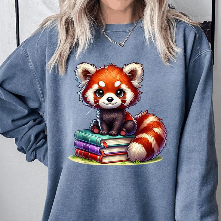Red Panda Books Lover Reading Bookworm Comfort Colors Sweatshirt