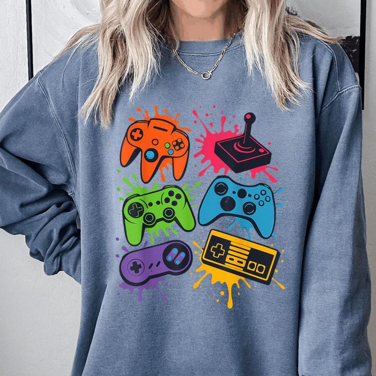 Retro Gamer Controller 80s 90s Video Game Arcade Nostalgia Comfort Colors Sweatshirt
