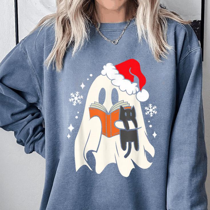 Retro Ghost Reading Book With Cat Bookish Club Christmas Men Women Kids Comfort Colors Sweatshirt Retro Ghost Reading Book With Cat Bookish Club Christmas Men Women Kids Comfort Colors Sweatshirt