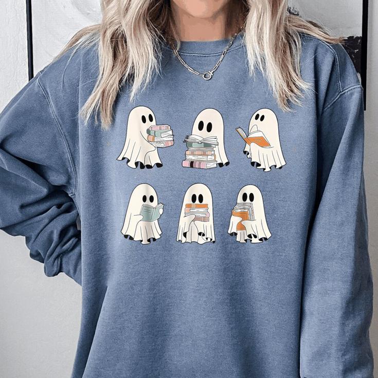 Retro Ghost Reading Books Halloween Bookish Ghost Bookworm Comfort Colors Sweatshirt Retro Ghost Reading Books Halloween Bookish Ghost Bookworm Comfort Colors Sweatshirt