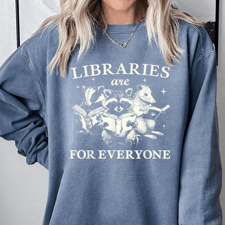 Retro Libraries Are For Everyone Racoon Reading Book Lover Comfort Colors Sweatshirt