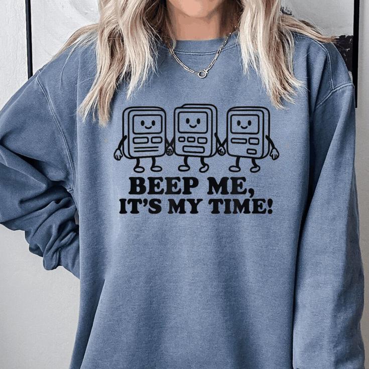 Retro Pager Squad Minimalist Monochrome Cartoon Nostalgia Comfort Colors Sweatshirt