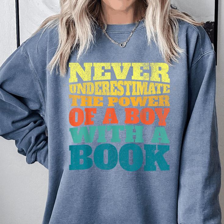 Retro Never Underestimate The Power Of a Boy With a Book Comfort Colors Sweatshirt