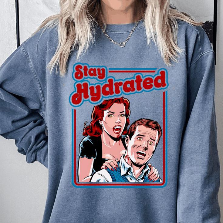 Retro Vampire Book Cover Style Stay Hydrated Halloween Comfort Colors Sweatshirt