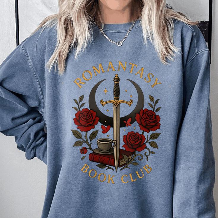 Romantasy Book Club Coffee Sword Roses Comfort Colors Sweatshirt Romantasy Book Club Coffee Sword Roses Comfort Colors Sweatshirt
