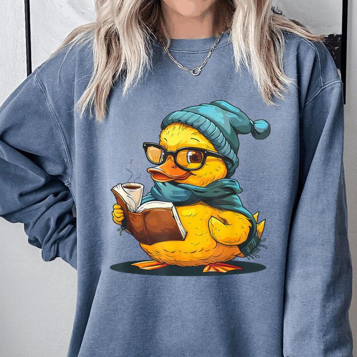 Rubber Duck Reading Book Rubber Duckie Reader Coffee Lover Comfort Colors Sweatshirt