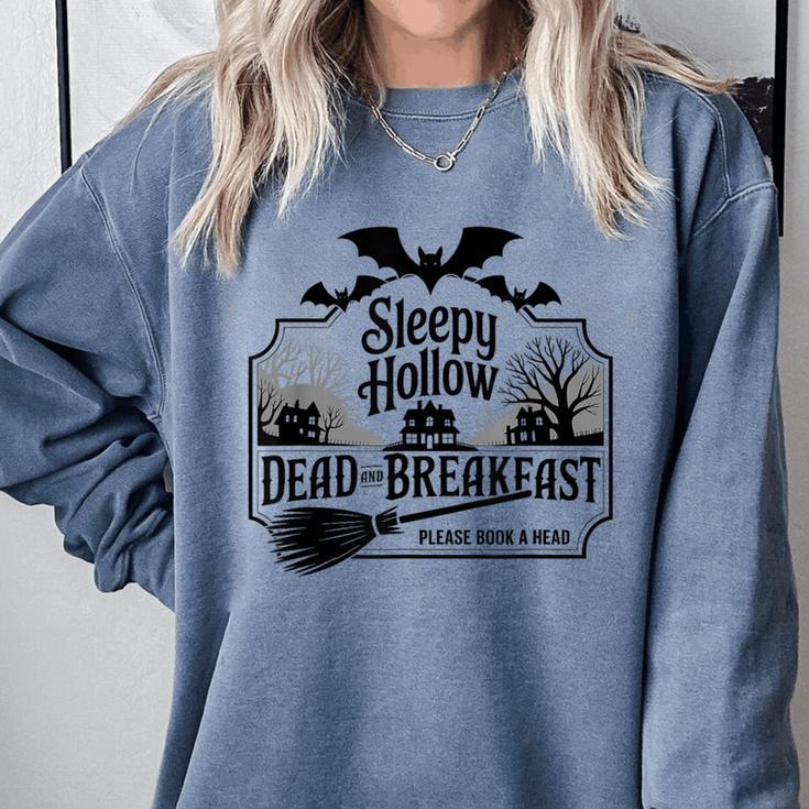 Sleepy Hollow Dead And Breakfast Please Book A Head Comfort Colors Sweatshirt