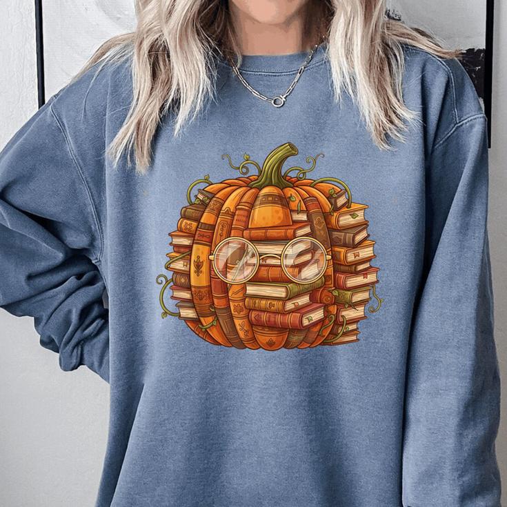 Smart Book Pumpkin Retro Fall Teacher Reading Halloween Comfort Colors Sweatshirt Smart Book Pumpkin Retro Fall Teacher Reading Halloween Comfort Colors Sweatshirt