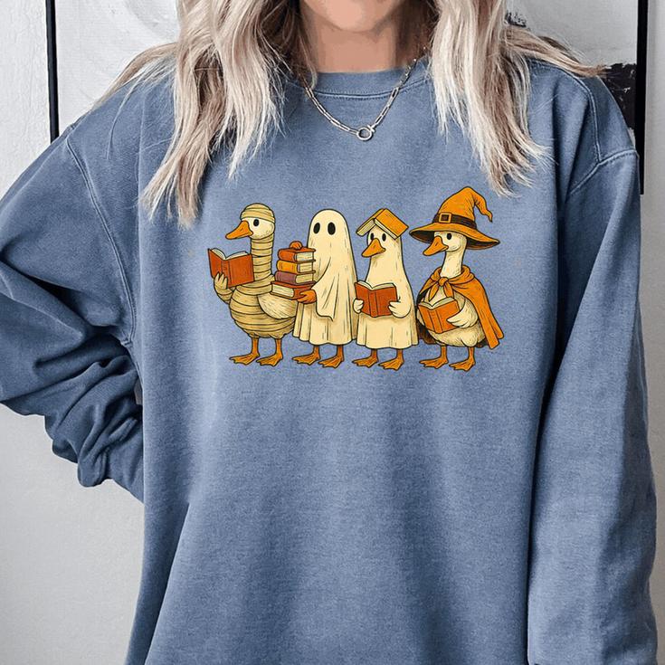 Spooky Halloween Book Lover Halloween Reading Goose Comfort Colors Sweatshirt
