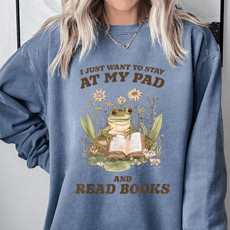 Stay At My Pad And Read Books Frog Introvert Reading Comfort Colors Sweatshirt Stay At My Pad And Read Books Frog Introvert Reading Comfort Colors Sweatshirt
