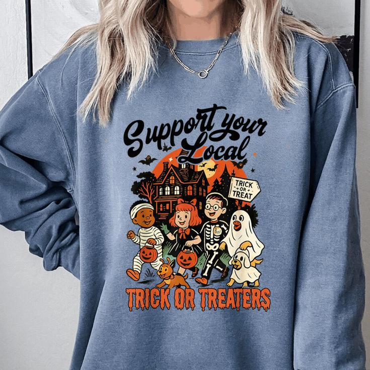 Support Your Local Trick Or Treaters Retro Spooky Nostalgia Comfort Colors Sweatshirt