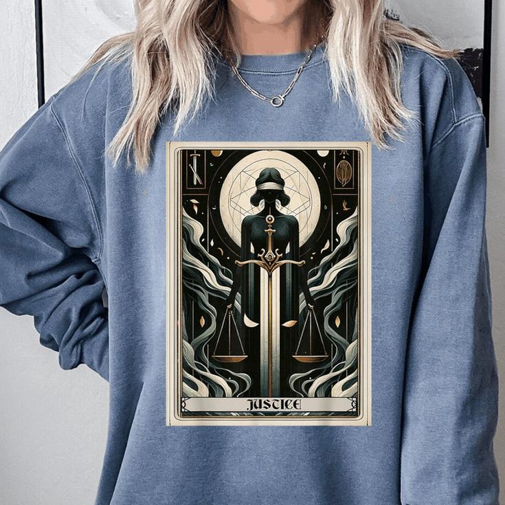Tarot Cards Guide Book Esoteric Mysticism Clothing Tarot Card Justice Comfort Colors Sweatshirt Tarot Cards Guide Book Esoteric Mysticism Clothing Tarot Card Justice Comfort Colors Sweatshirt
