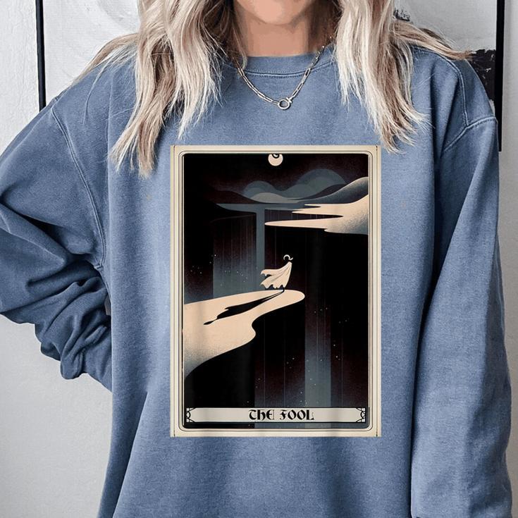 Tarot Cards Guide Book Esoteric Mysticism Clothing The Fool Tarot Card -Adults & Kids Small Short Sleeve Crew Neck Classic Fit Comfort Colors Sweatshirt