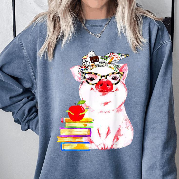 Teacher Pig Cute Farm Animal Book Lover School Student For Men Women Kids Comfort Colors Sweatshirt Teacher Pig Cute Farm Animal Book Lover School Student For Men Women Kids Comfort Colors Sweatshirt