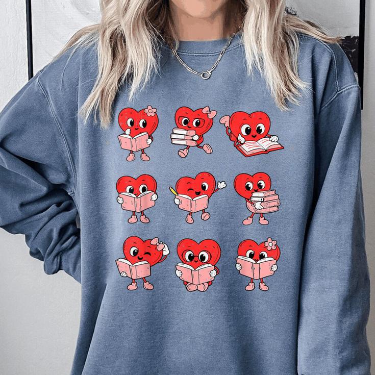 Teacher Valentines Day Reading Book Lover Bookworm Library Comfort Colors Sweatshirt