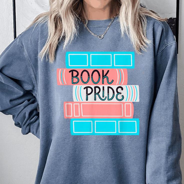 Threadless Grey Sky Chai Trans Book Pride Graphic Comfort Colors Sweatshirt