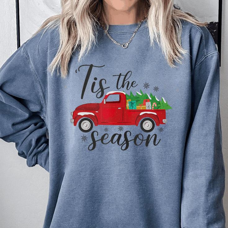Tis The Season Holiday Nostalgia Red Truck Comfort Colors Sweatshirt